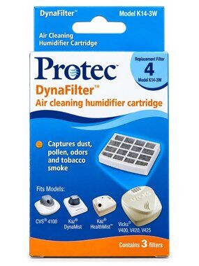 Protec DynaFilter K14-3W 3 Pack Humidifier Filter #4 for Vicks and Kaz Cool Mist